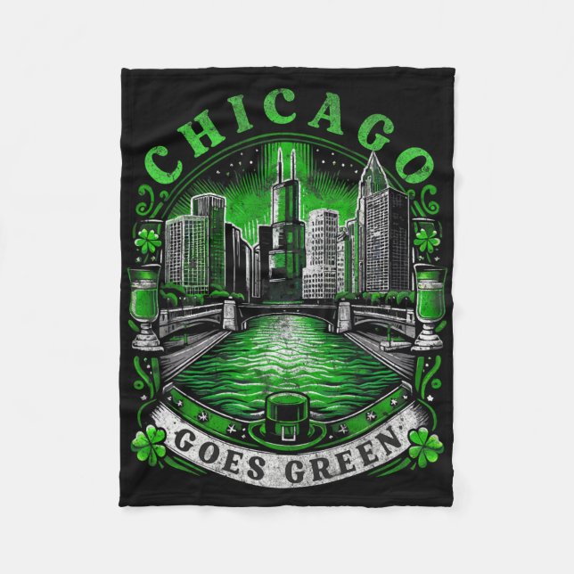 Chicago Goes Green St Patricks Day  Fleece Blanket (Front)