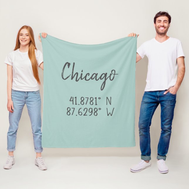 Chicago GPS Coordinates Longitude Latitude   Fleece Blanket (In Situ)