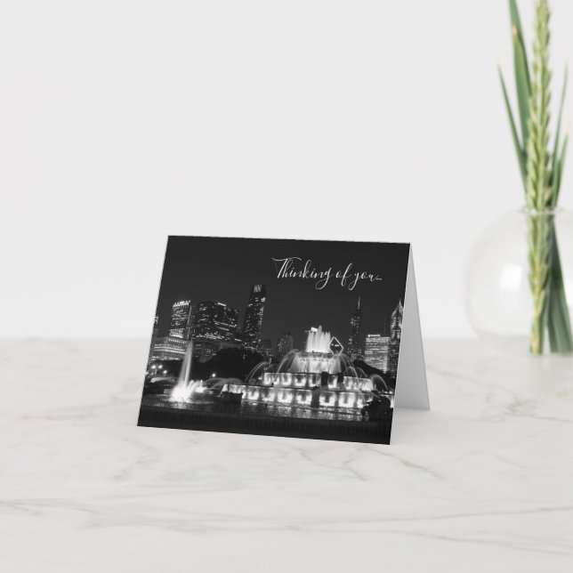 Chicago Grant Park Grayscale Thinking Of You Card (Front)