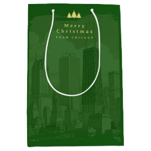 Chicago Green Gold Custom Christmas Medium Gift Bag