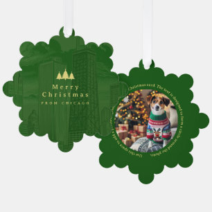 Chicago Green Modern Paper Ornament Photo Card