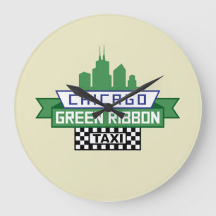 Chicago Green Ribbon Taxi Logo - Fan Art Large Clock