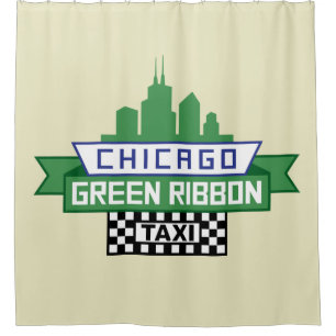 Chicago Green Ribbon Taxi Logo - Fan Art Shower Curtain