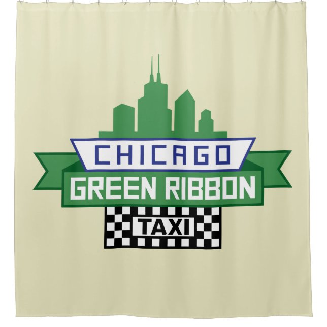 Chicago Green Ribbon Taxi Logo - Fan Art Shower Curtain (Front)