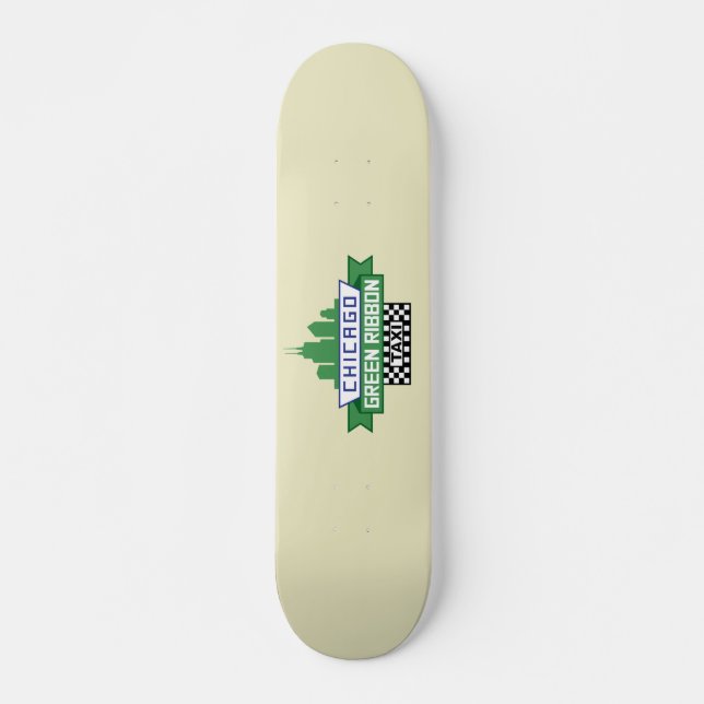 Chicago Green Ribbon Taxi Logo - Fan Art Skateboard (Front)