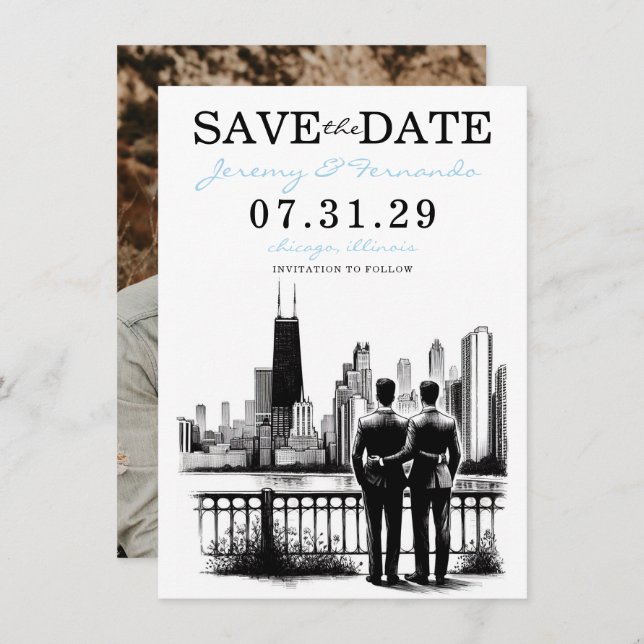 Chicago Grooms Save The Date (Front/Back)