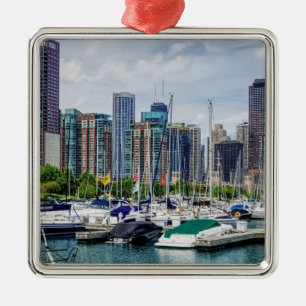 Chicago Harbour Metal Ornament