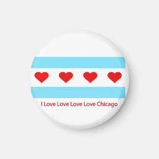 Chicago Heart Flag - I Love x 4 Chi  Round Magnet
