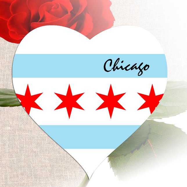 Chicago Heart Sticker, Patriotic Chicago Flag Heart Sticker (Creator Uploaded)