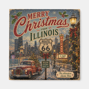 Chicago Holiday Route 66 Keepsake Magnet