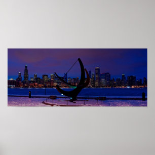 Chicago Holiday Skyline Poster