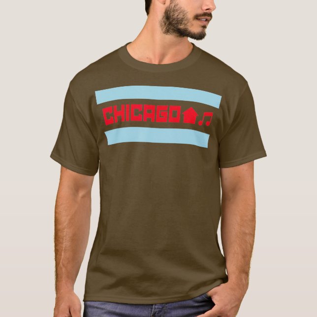 Chicago House Music - Chicago Flag DJ EDM T-Shirt (Front)