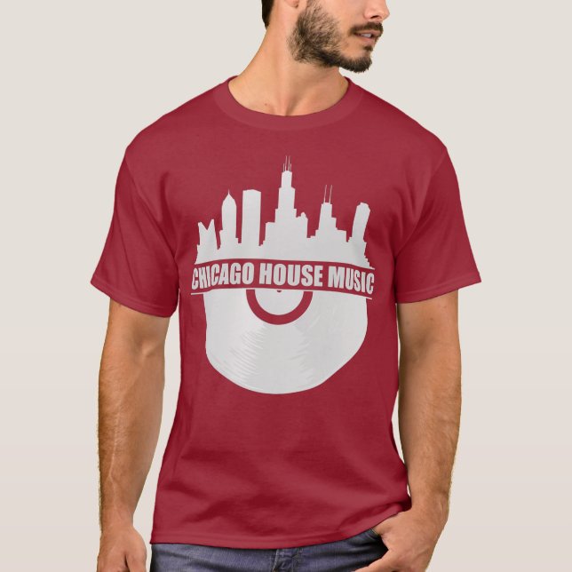 Chicago House Music Chicago Skyline EDM DJ House T-Shirt (Front)