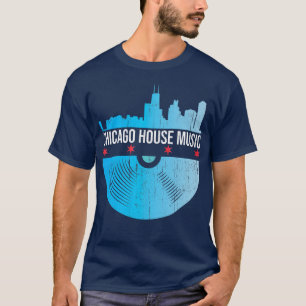 Chicago House Music - Skyline Vinyl Record Dj Rave T-Shirt
