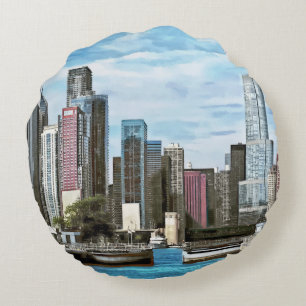Chicago IL - Chicago Harbour Lock Round Cushion