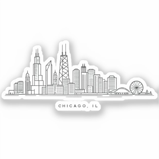 Chicago IL Cityscape Illustration (Front)