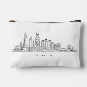 Chicago IL Cityscape Illustration Accessory Pouch