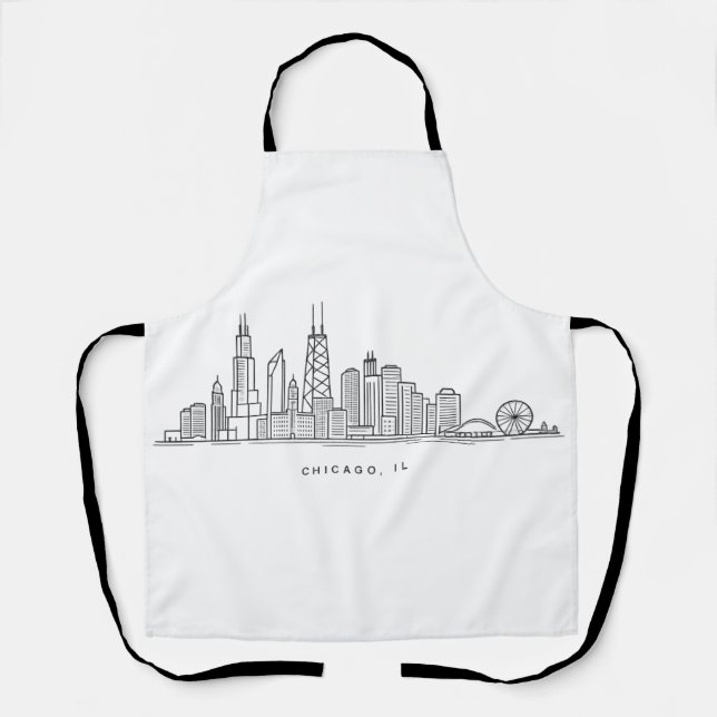Chicago IL Cityscape Illustration Apron (Front)