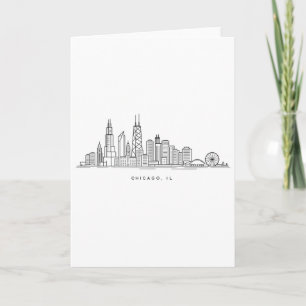 Chicago IL Cityscape Illustration Card