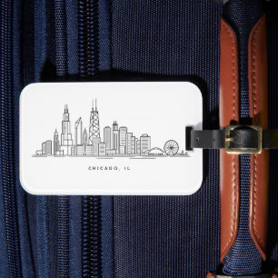 Chicago IL Cityscape Illustration Luggage Tag