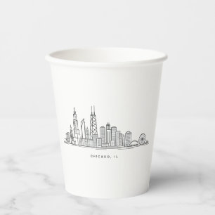 Chicago IL Cityscape Illustration Paper Cups
