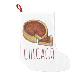 Chicago IL Illinois Deep Dish Pepperoni Pizza Pie Small Christmas Stocking