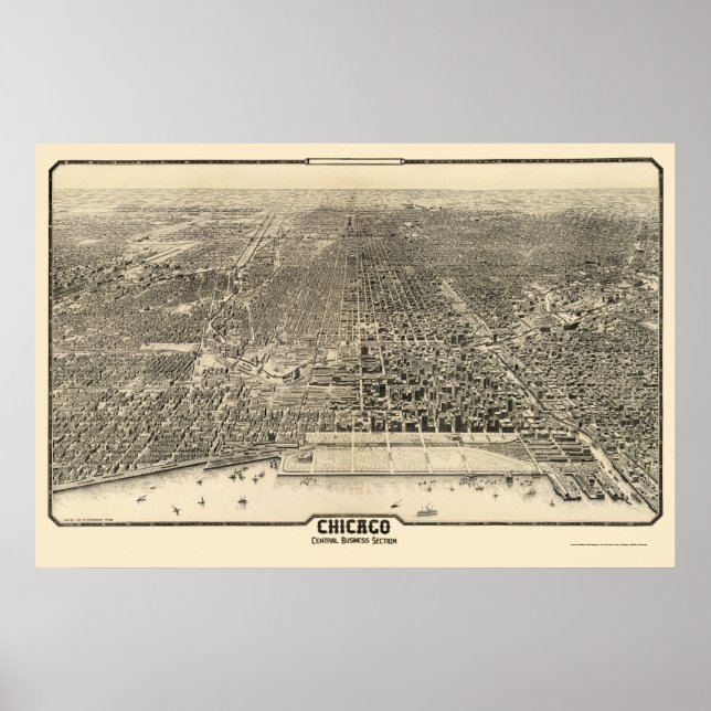 Chicago, IL Panoramic Map - 1916 Poster (Front)