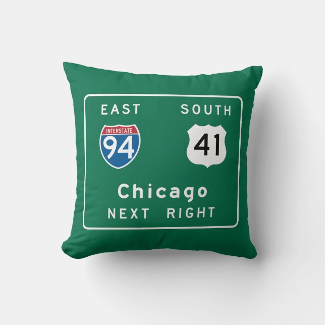 Chicago, IL Road Sign Cushion (Front)