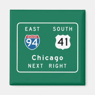 Chicago, IL Road Sign Magnet