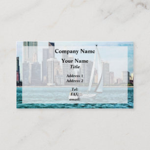 Chicago IL - Sailboat Against Chicago Skyline Business Card