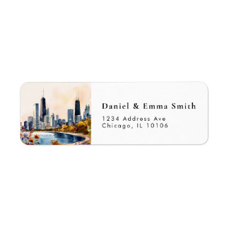 Chicago IL Skyline City Urban Return Address Label