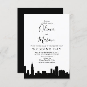 Chicago Il Skyline Cityscape Wedding Invitation