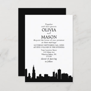 Chicago Il Skyline Cityscape Wedding Invitation