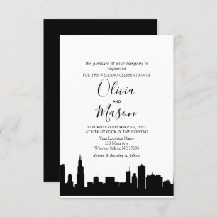 Chicago Il Skyline Cityscape Wedding Invitation