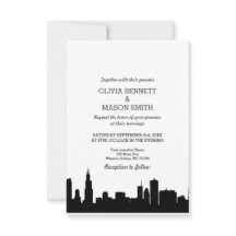 Chicago Il Skyline Cityscape Wedding Invitation