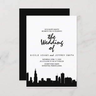 Chicago Il Skyline Cityscape Wedding Invitation