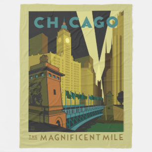 Chicago, IL - The Magnificent Mile Fleece Blanket