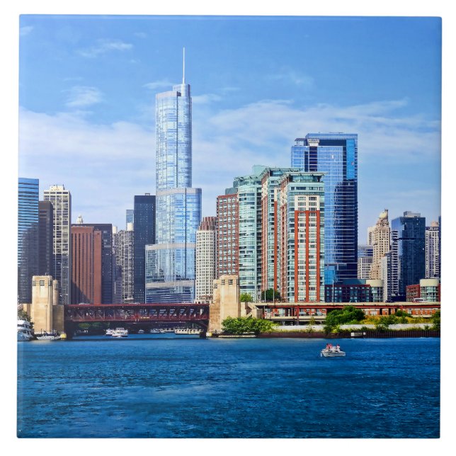 Chicago IL - View From Lake Michigan Ceramic Tile (Front)