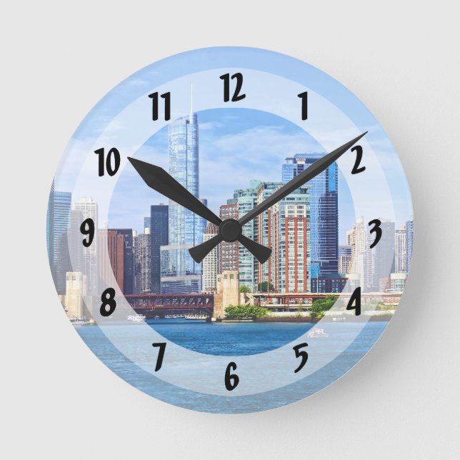 Chicago IL - View From Lake Michigan Round Clock (Front)