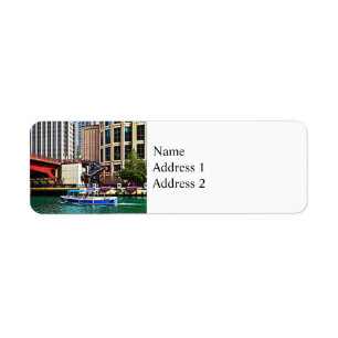 Chicago IL - Water Taxi by Columbus Drive Bridge Return Address Label