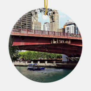 Chicago IL - Water Taxi Under Columbus Dr Bridge Ceramic Ornament