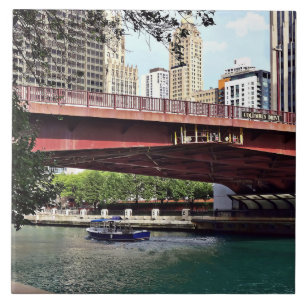 Chicago IL - Water Taxi Under Columbus Dr Bridge Ceramic Tile