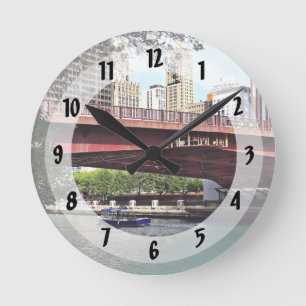Chicago IL - Water Taxi Under Columbus Dr Bridge Round Clock
