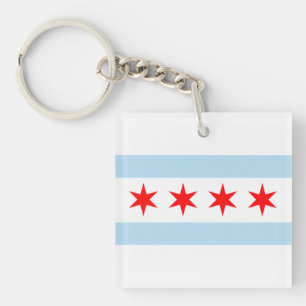 Chicago Illinois 4 Stars Vintage Travel Key Ring