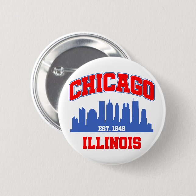Chicago,Illinois 6 Cm Round Badge (Front & Back)