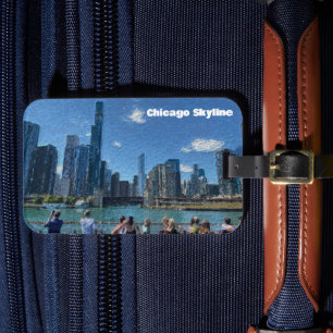 Chicago, Illinois Abstract Skyline Luggage Tag