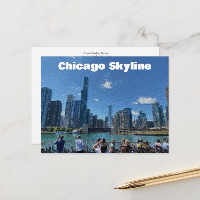 Chicago, Illinois Abstract Skyline  Postcard (Front/Back In Situ)