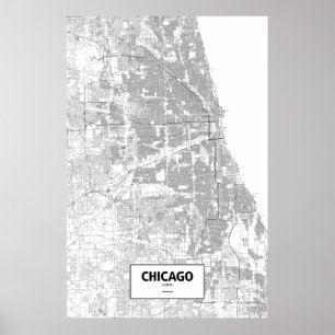 Chicago, Illinois (black on white) Poster