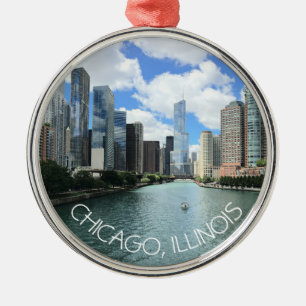 Chicago, Illinois Christmas Keepsake Souvenir Metal Ornament