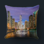 Chicago Illinois City At Night Cushion<br><div class="desc">Chicago Illinois City At Night
This beautiful windy city is your to take home
John Hancock Centre
Chicago River</div>